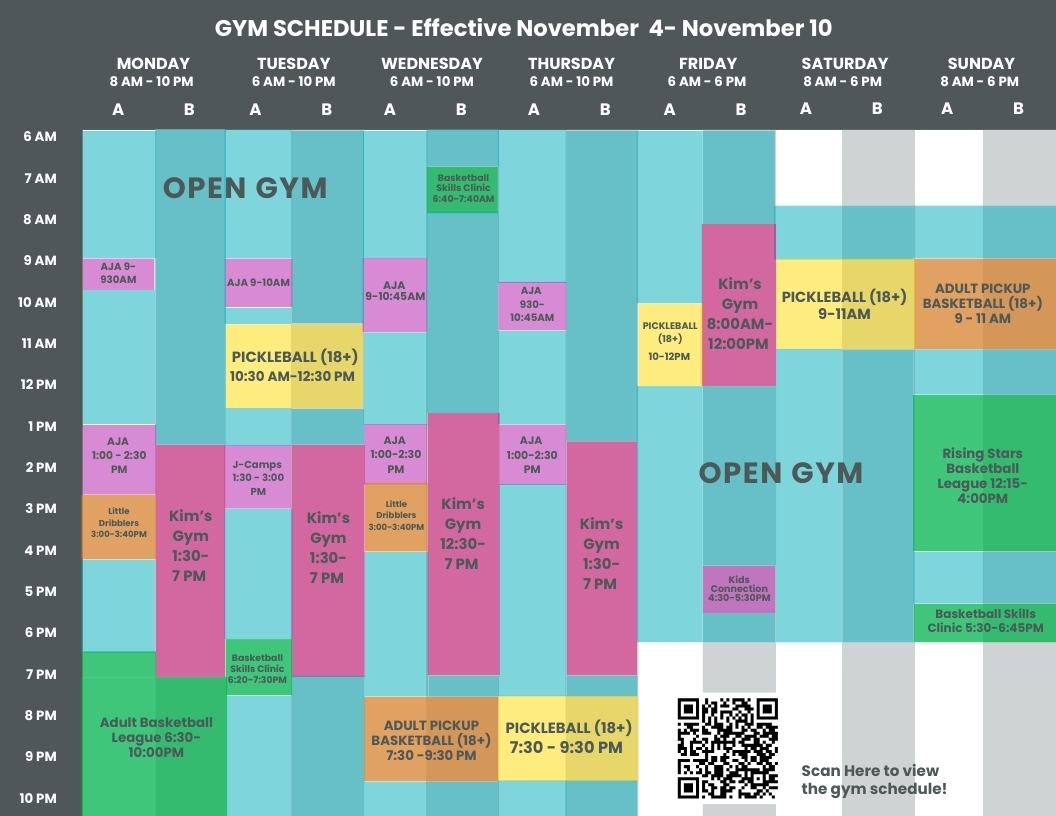 gym calendar for April 29 - May 5